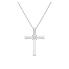 Marlowe Solitaire Cross Lab Grown Diamond Pendant Necklace in 14K White Gold