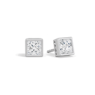 Jolie Bezel Solitaire Lab Grown Diamond Stud Earrings in 14K White Gold