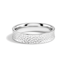 Willa Hammered Concave Comfort Fit Lab Grown Diamond Wedding Band in 14K White Gold