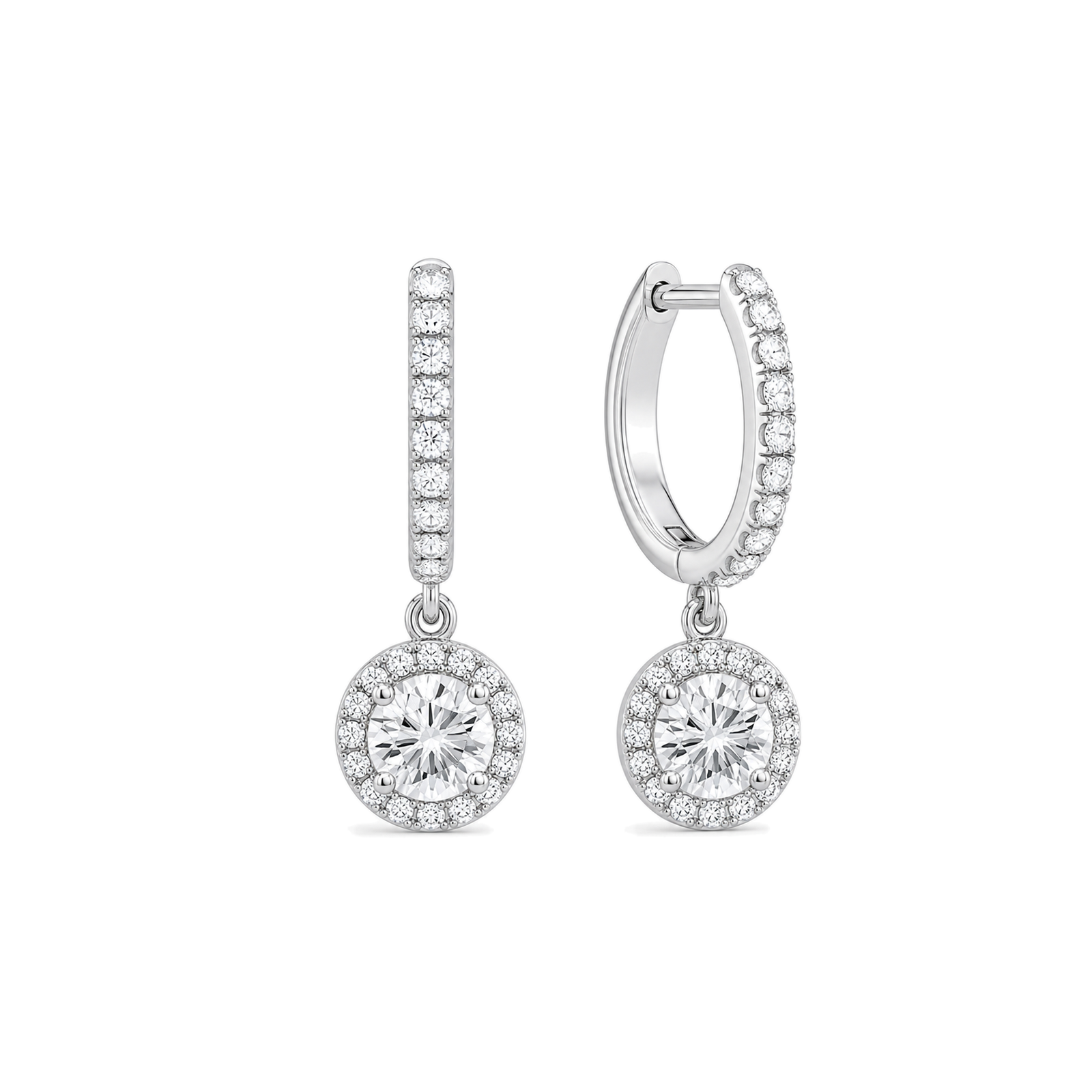 Bellamy Luxe Drop Huggie Hoop Lab Grown Diamond Hoop Earrings in Platinum
