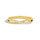 Aline Accented Cross Lab Grown Diamond Ring in 14K Yellow Gold