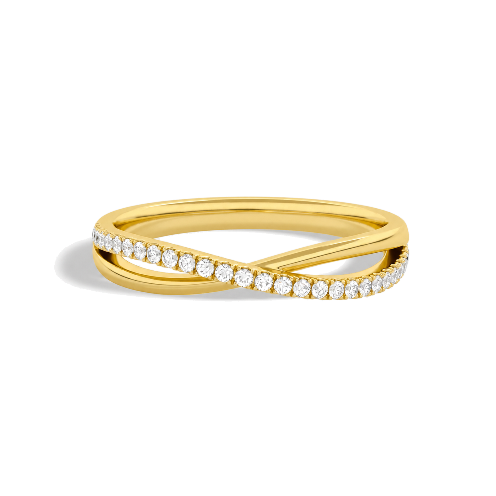 Aline Accented Cross Lab Grown Diamond Ring in 14K Yellow Gold