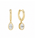 Giselle Bezel Drop Huggie Hoop Lab Grown Diamond Hoop Earrings in 14K Yellow Gold