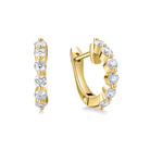 Xanthe Shared Prong Huggie Hoop Lab Grown Diamond Hoop Earrings in 14K Yellow Gold