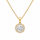 Malia Halo Lab Grown Diamond Pendant Necklace in 18K Yellow Gold