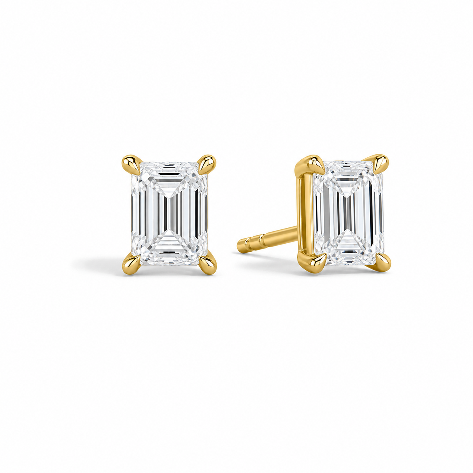 Eira Solitaire 4-Prong Lab Grown Diamond Stud Earrings in 18K Yellow Gold