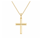 Laurel Beveled Edge Polished Cross Lab Grown Diamond Pendant Necklace in 18K Yellow Gold