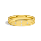 Clara Three Row Accent Lab Grown Diamond Wedding Band in 14K Yellow Gold