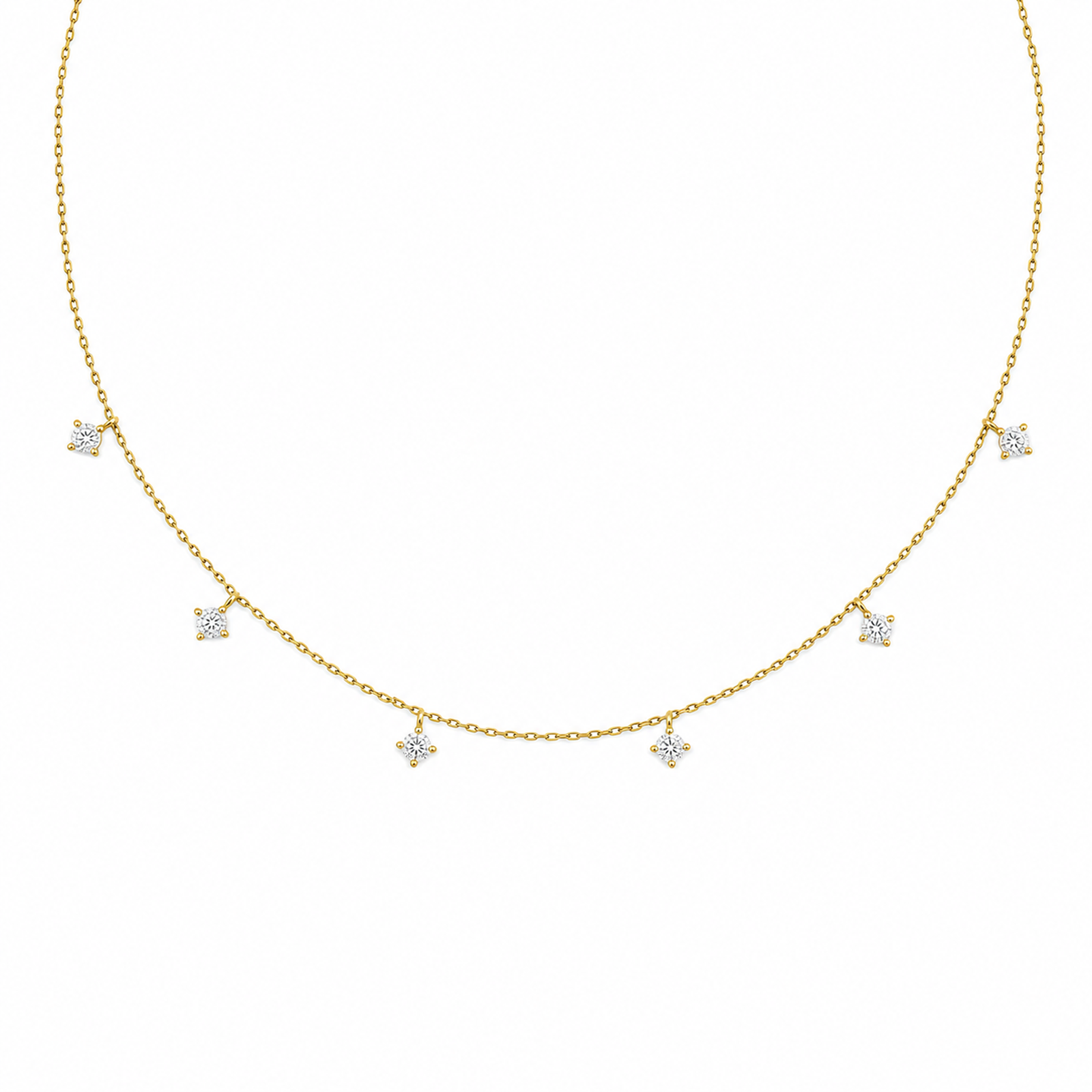 Vesper Starry Charm Dainty Lab Grown Diamond Necklace in 14K Yellow Gold