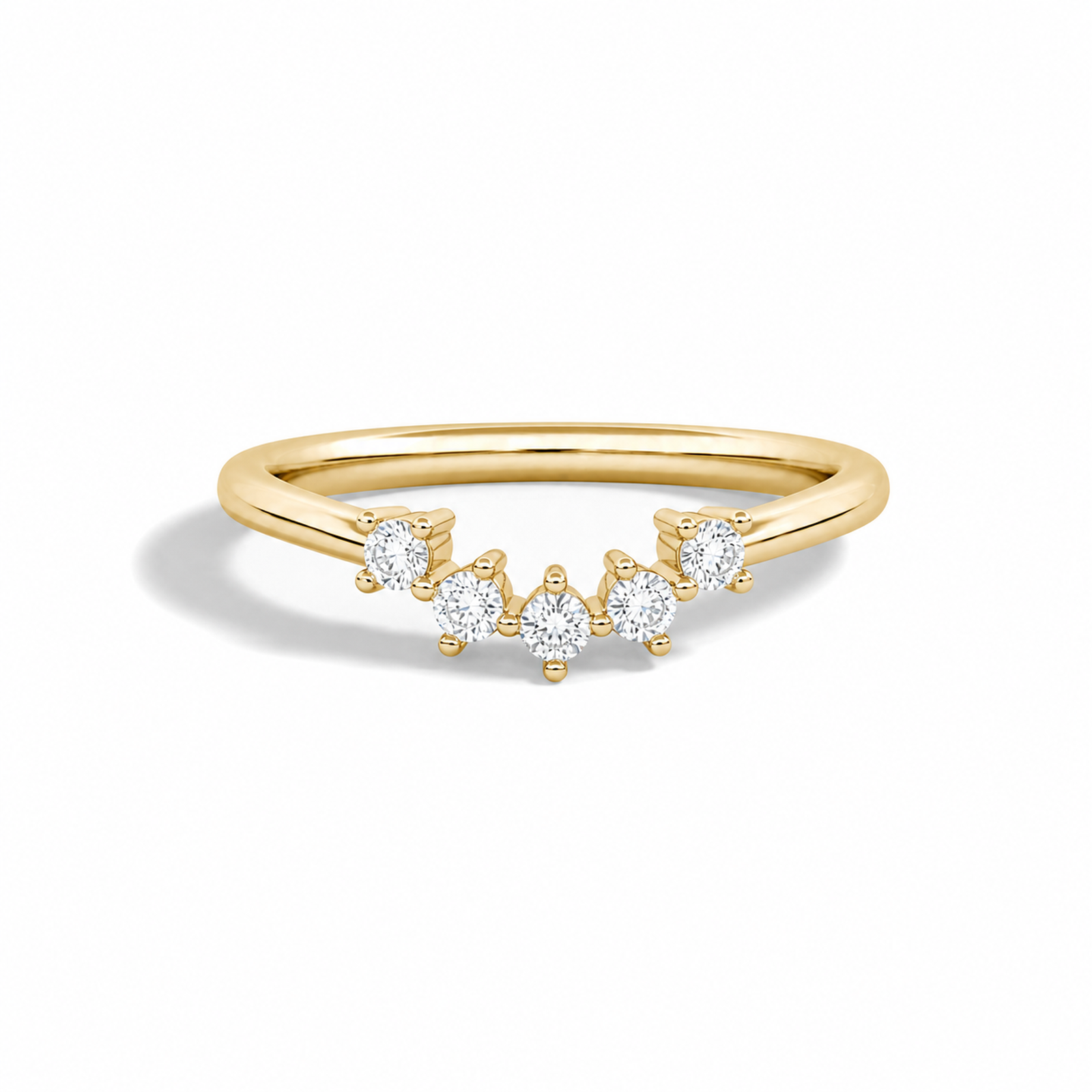 Maelle Curved Contoured 5 Stone Lab Grown Diamond Wedding Band in 18K Yellow Gold