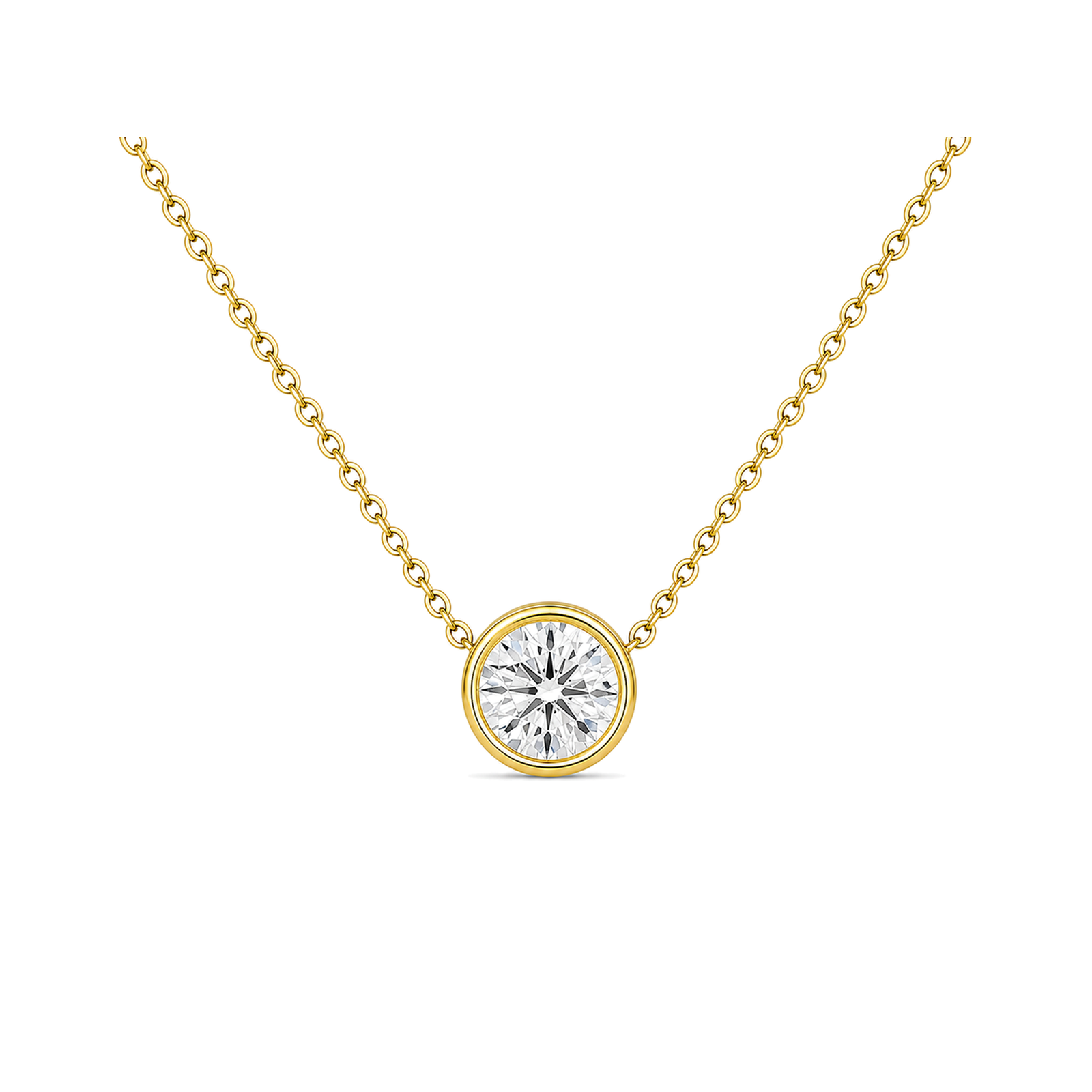 Sienna Bezel Solitaire Lab Grown Diamond Necklace in 18K Yellow Gold
