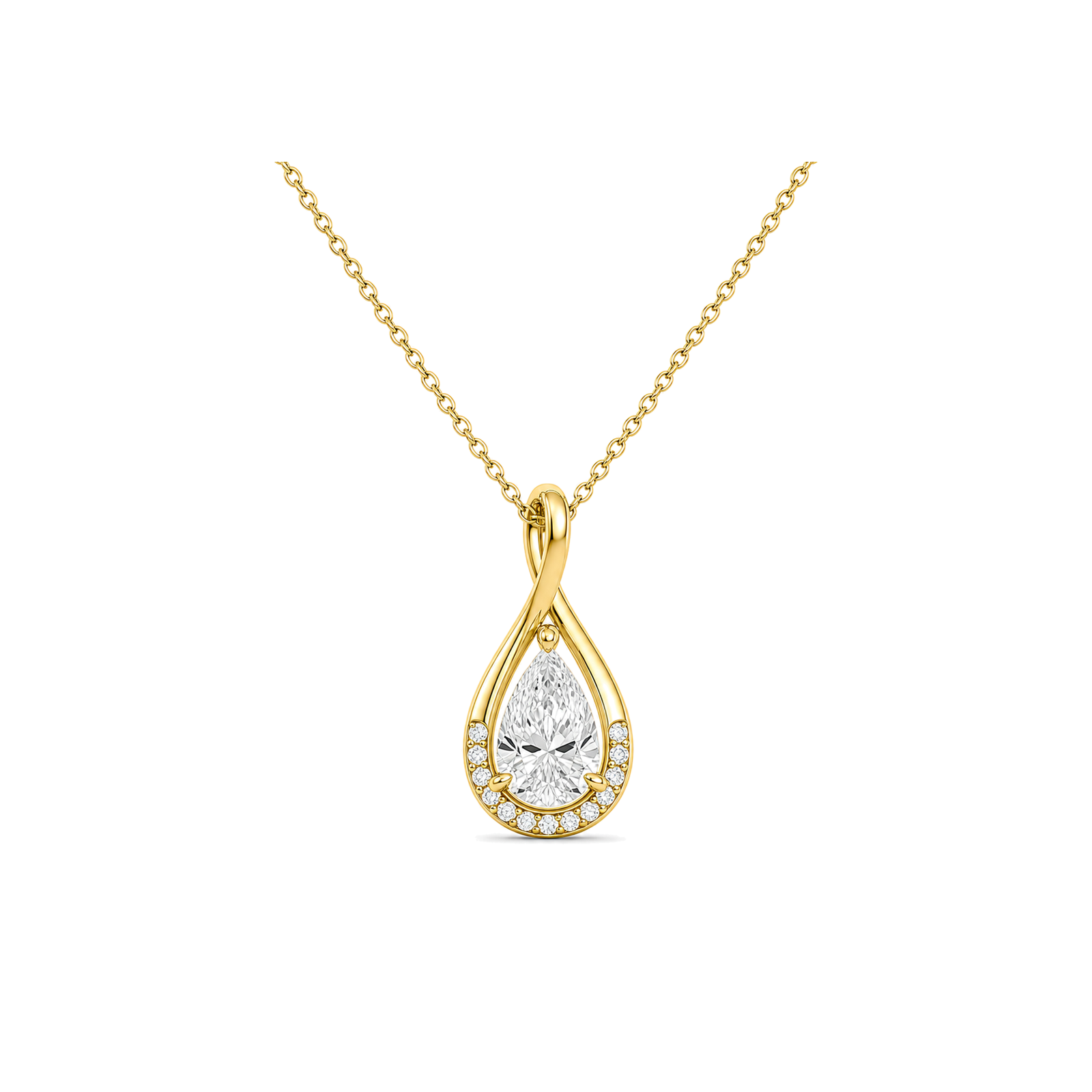 Nelle Accented Twist Lab Grown Diamond Pendant Necklace in 18K Yellow Gold
