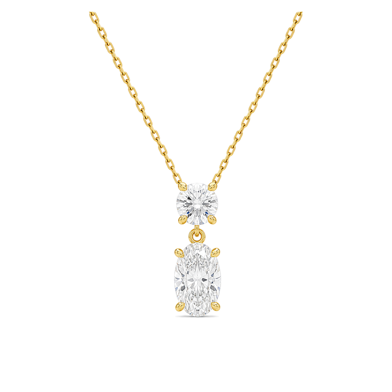 Valora Duo Drop Lab Grown Diamond Necklace in 18K Yellow Gold