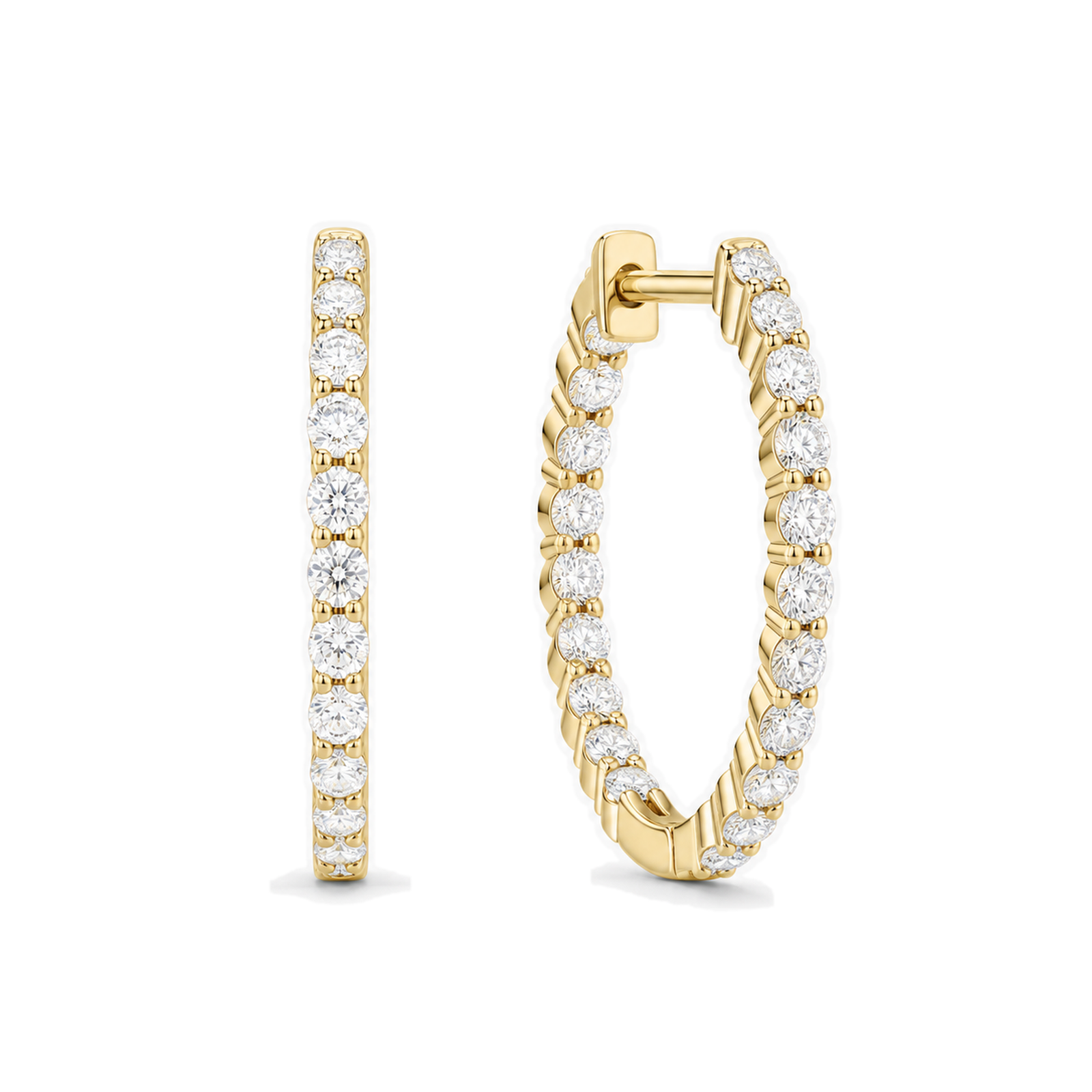 Quinn Inside-Out Hoop Lab Grown Diamond Hoop Earrings in 14K Yellow Gold