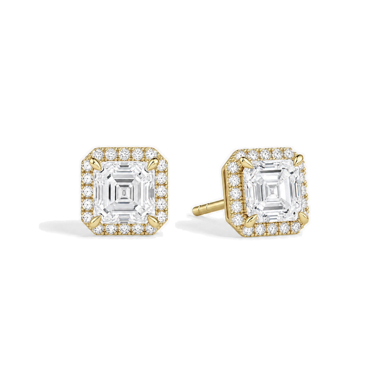 Seren Halo Lab Grown Diamond Stud Earrings in 14K Yellow Gold