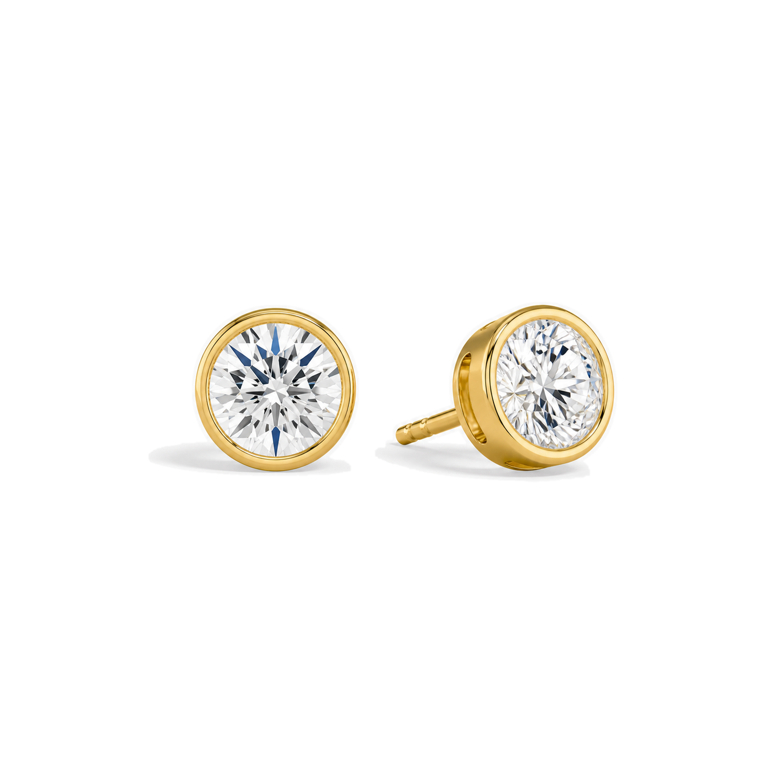 Jolie Bezel Solitaire Lab Grown Diamond Stud Earrings in 18K Yellow Gold