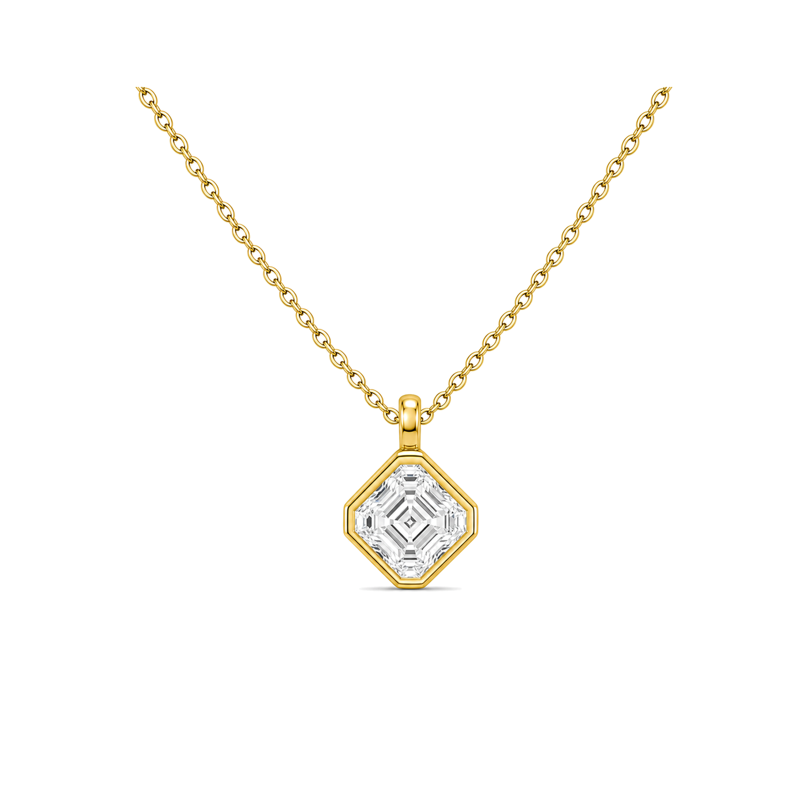 Stellaire Bezel Solitaire Lab Grown Diamond Pendant Necklace in 14K Yellow Gold