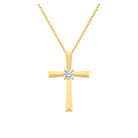 Marlowe Solitaire Cross Lab Grown Diamond Pendant Necklace in 18K Yellow Gold