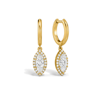 Allegra Halo Drop Huggie Hoop Lab Grown Diamond Hoop Earrings in 18K Yellow Gold