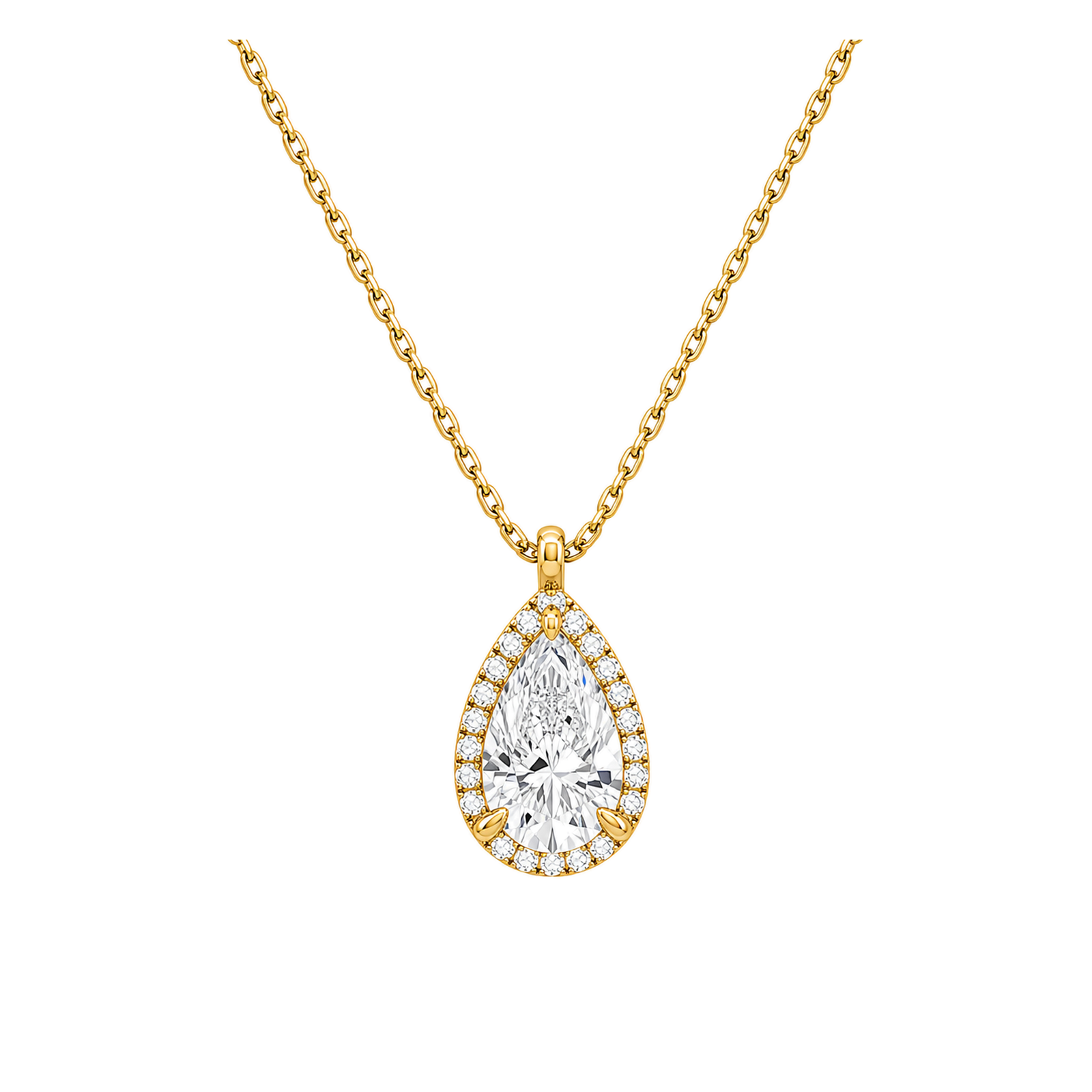 Malia Halo Lab Grown Diamond Pendant Necklace in 18K Yellow Gold