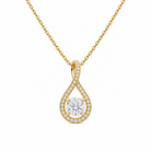 Lucina Halo Pave Twist Lab Grown Diamond Pendant Necklace in 14K Yellow Gold