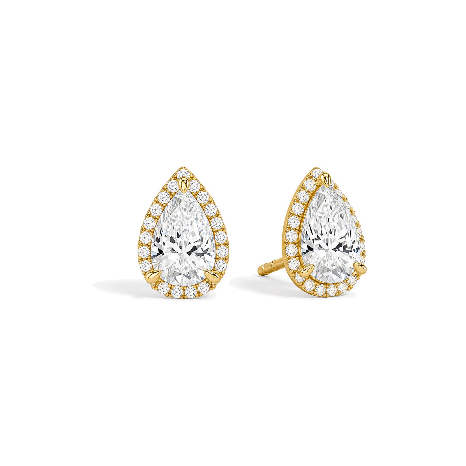 Seren Halo Lab Grown Diamond Stud Earrings in 18K Yellow Gold