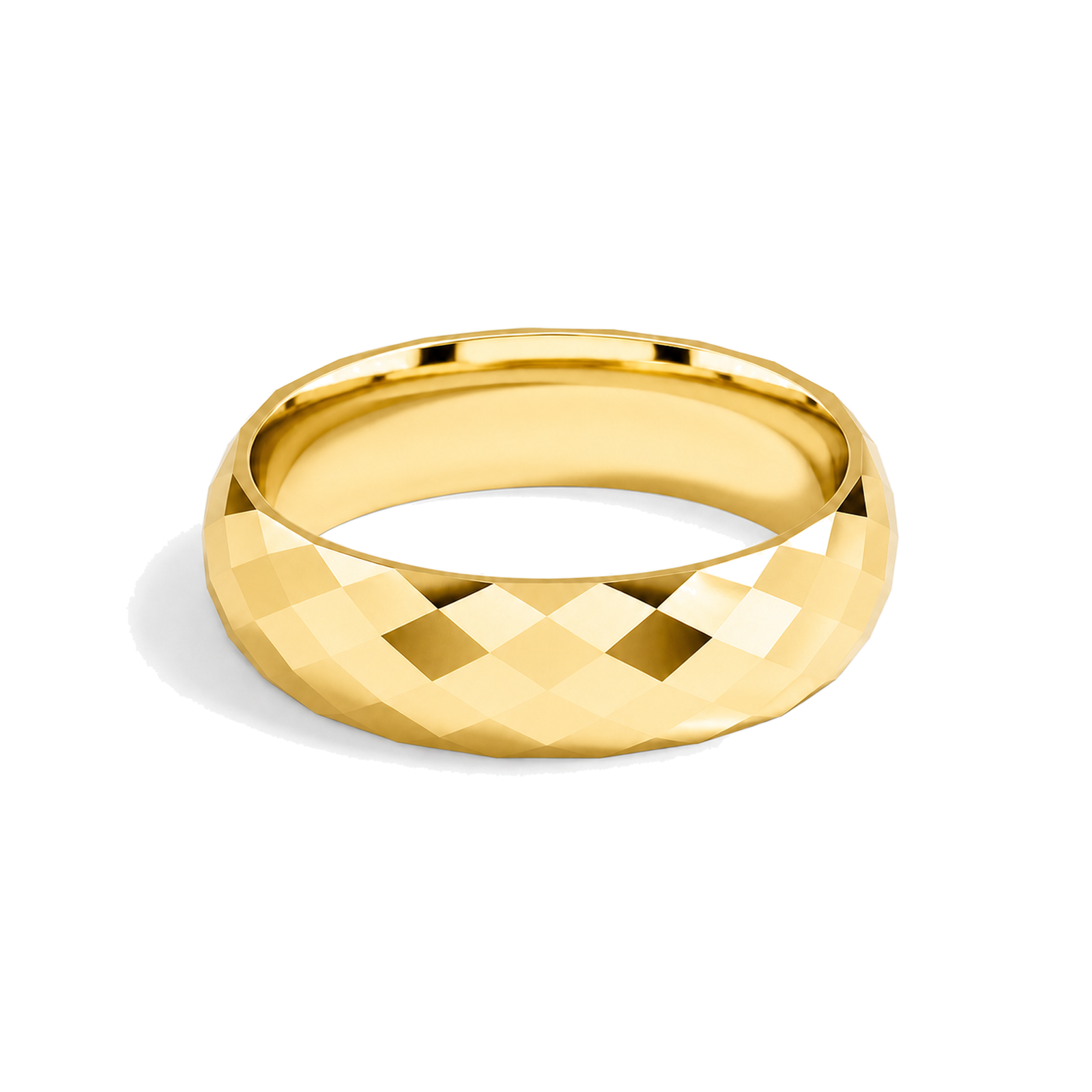 Odette Faceted Dome Lab Grown Diamond Wedding Band in 14K Yellow Gold