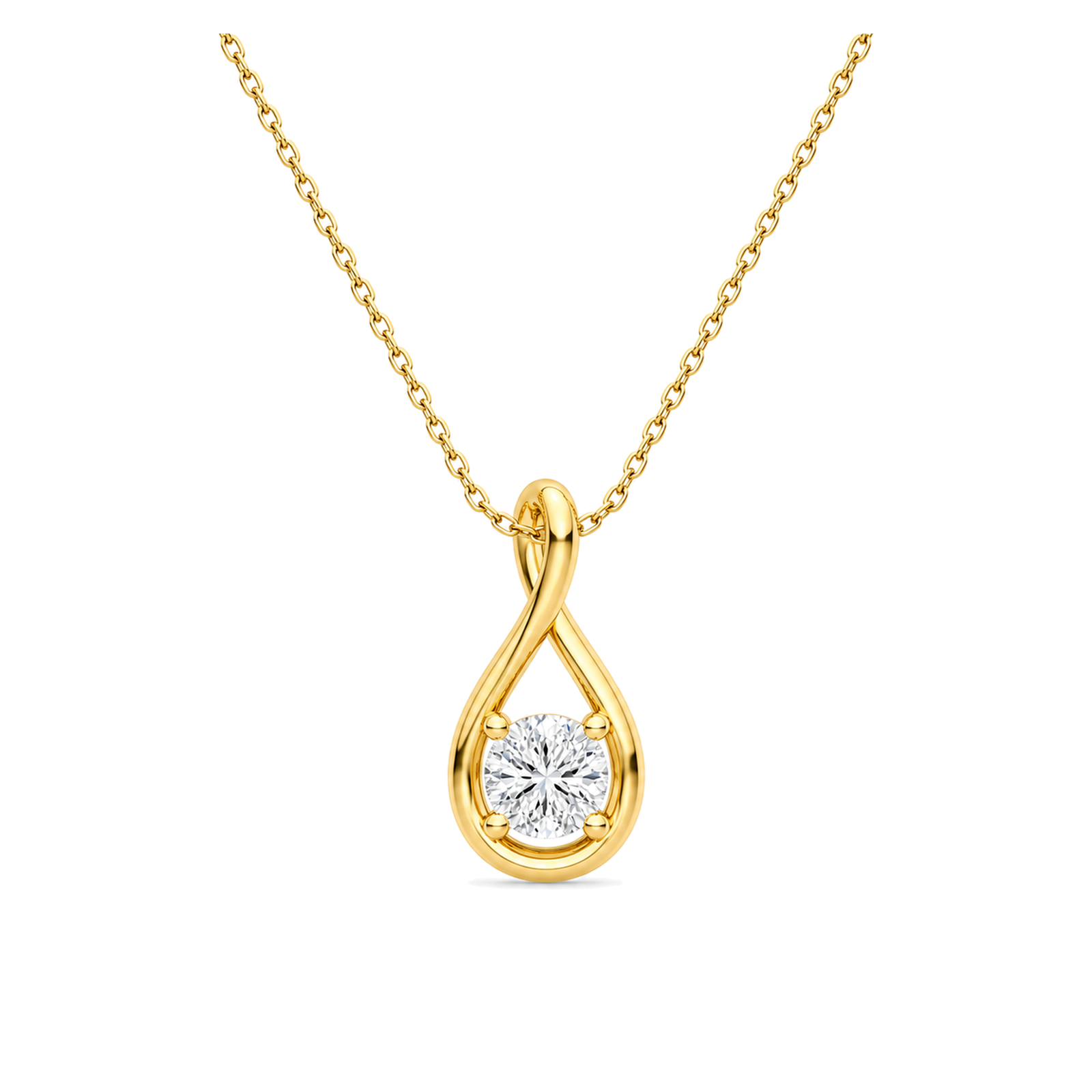 Auralie Solitaire Twist Lab Grown Diamond Pendant Necklace in 14K Yellow Gold