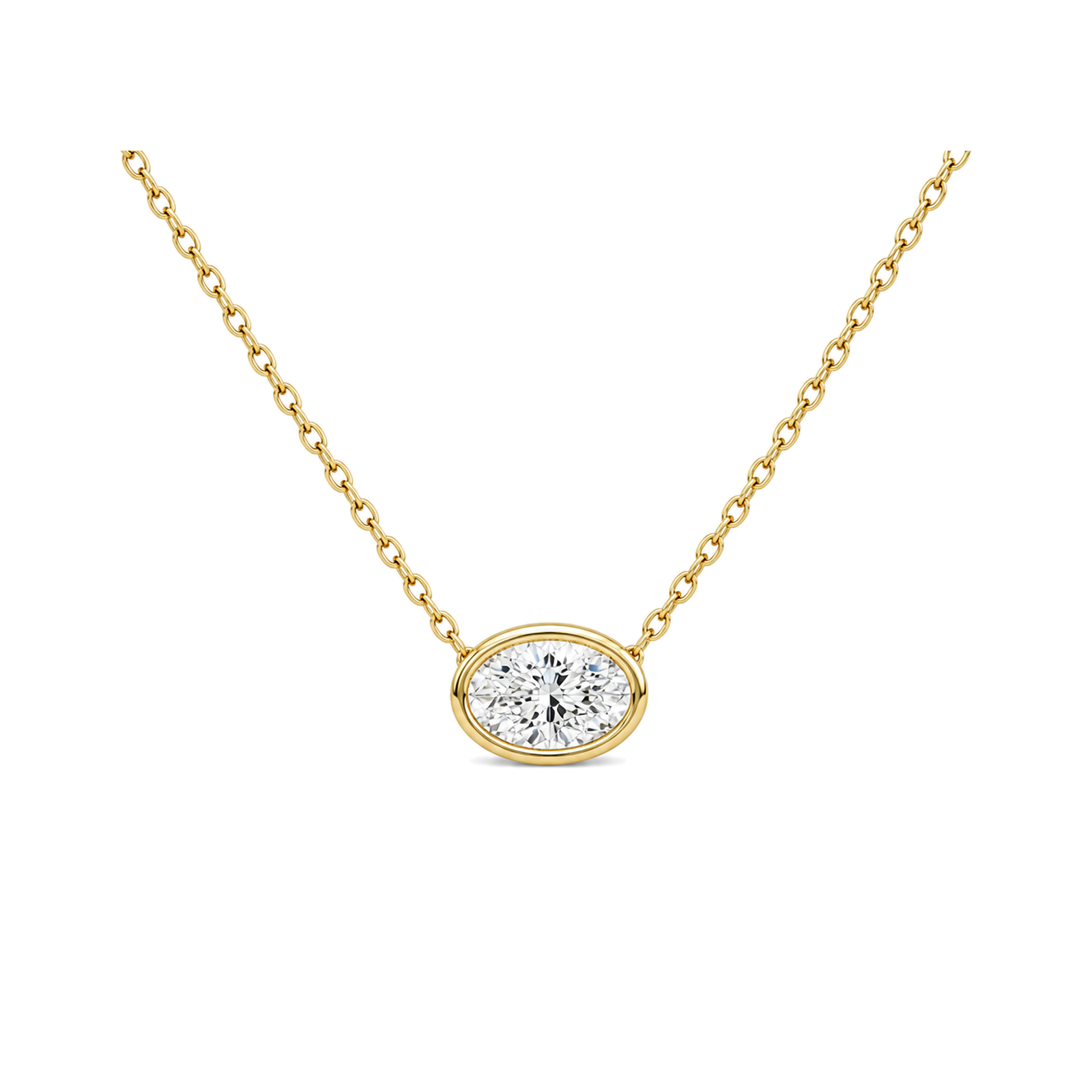 Sienna Bezel Solitaire Lab Grown Diamond Necklace in 18K Yellow Gold