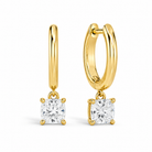 Cerelia Solitaire Drop Huggie Hoop Lab Grown Diamond Hoop Earrings in 14K Yellow Gold