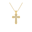Zelie Flare Edge Cross Lab Grown Diamond Pendant Necklace in 18K Yellow Gold