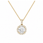 Leona Halo Accented Bail Lab Grown Diamond Pendant Necklace in 18K Yellow Gold