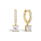 Fiorella Accented Drop Huggie Hoop Lab Grown Diamond Hoop Earrings in 18K Yellow Gold