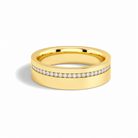 Della Half Channel Flat Edge Lab Grown Diamond Wedding Band in 18K Yellow Gold