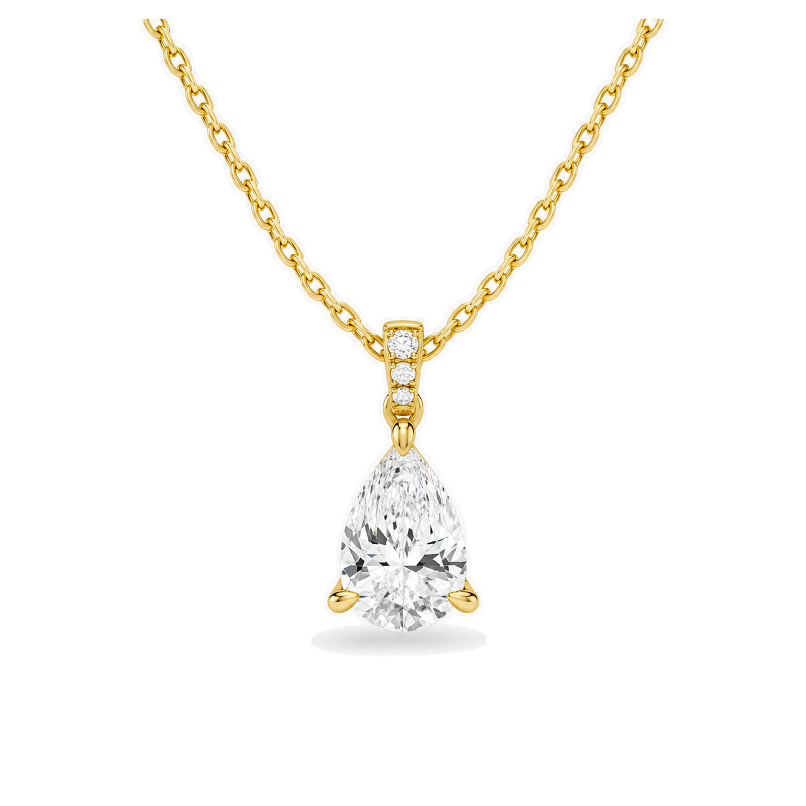 Maeva Accented Bail Lab Grown Diamond Pendant Necklace in 18K Yellow Gold