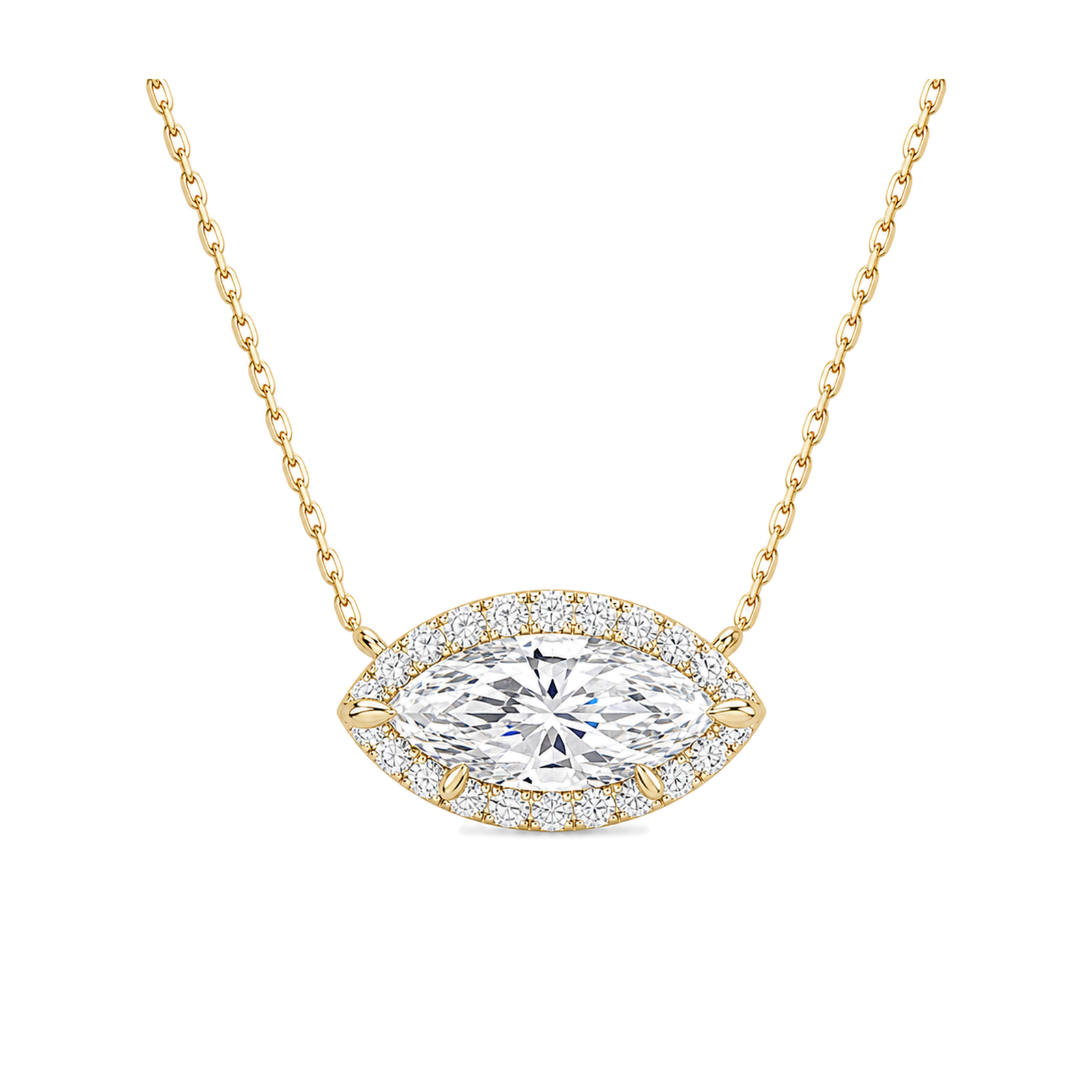 Jessa Halo Lab Grown Diamond Necklace in 14K Yellow Gold