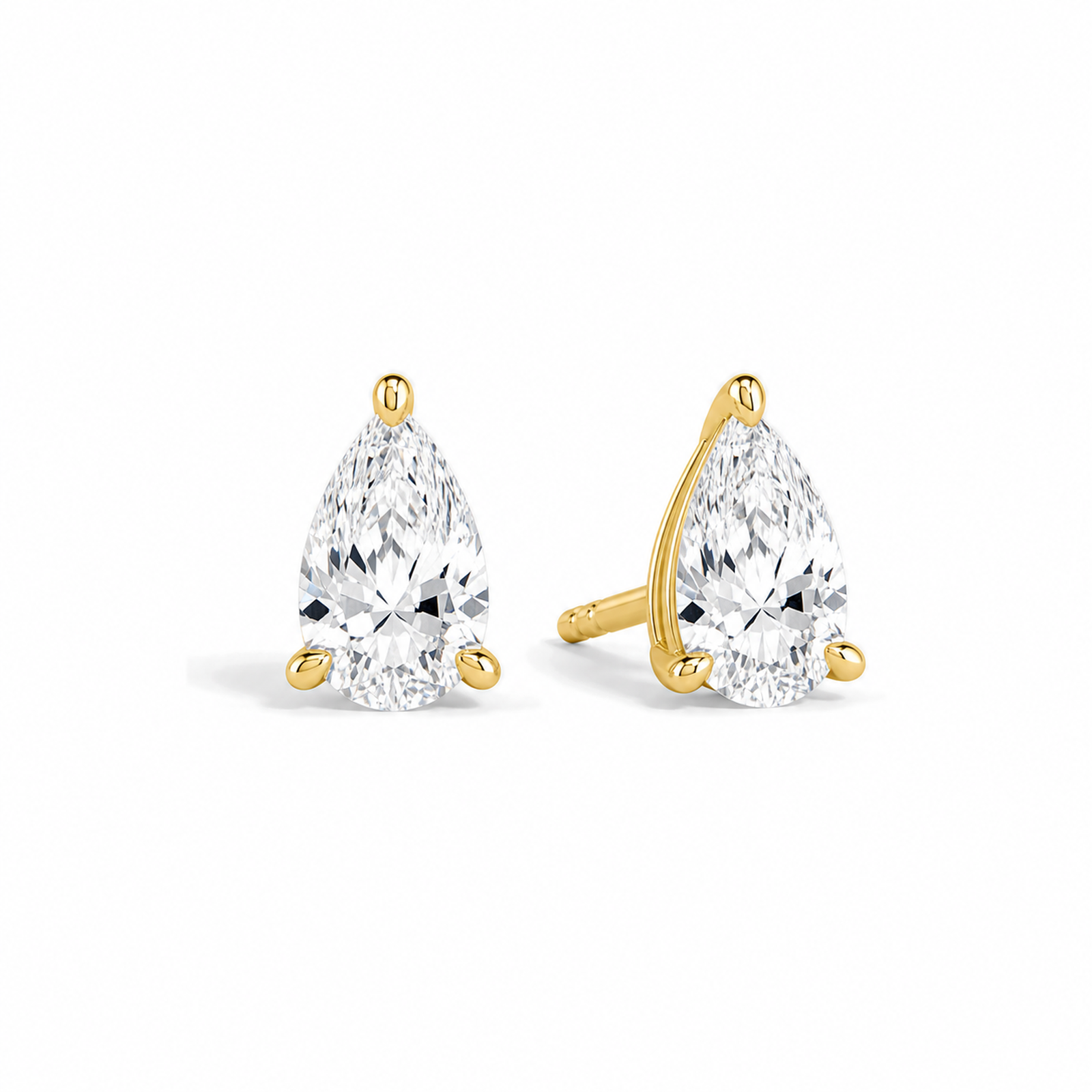 Eira Solitaire 4-Prong Lab Grown Diamond Stud Earrings in 18K Yellow Gold