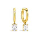 Cerelia Solitaire Drop Huggie Hoop Lab Grown Diamond Hoop Earrings in 18K Yellow Gold
