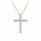 Iris Shared Prong Cross Lab Grown Diamond Necklace in 14K Yellow Gold