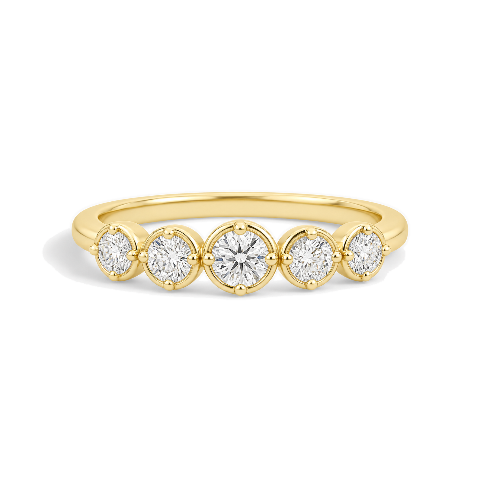 Juliette Bezel Prong Half Eternity Lab Grown Diamond Band in 14K Yellow Gold