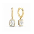 Allegra Halo Drop Huggie Hoop Lab Grown Diamond Hoop Earrings in 14K Yellow Gold