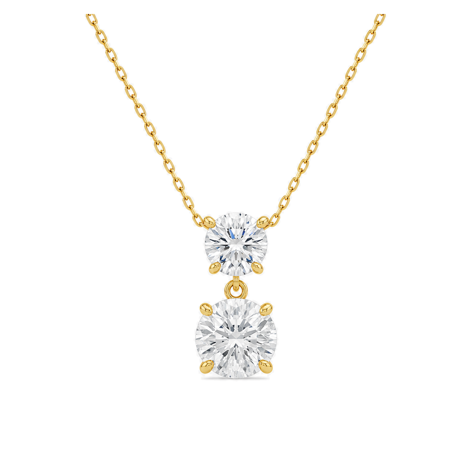 Valora Duo Drop Lab Grown Diamond Necklace in 14K Yellow Gold