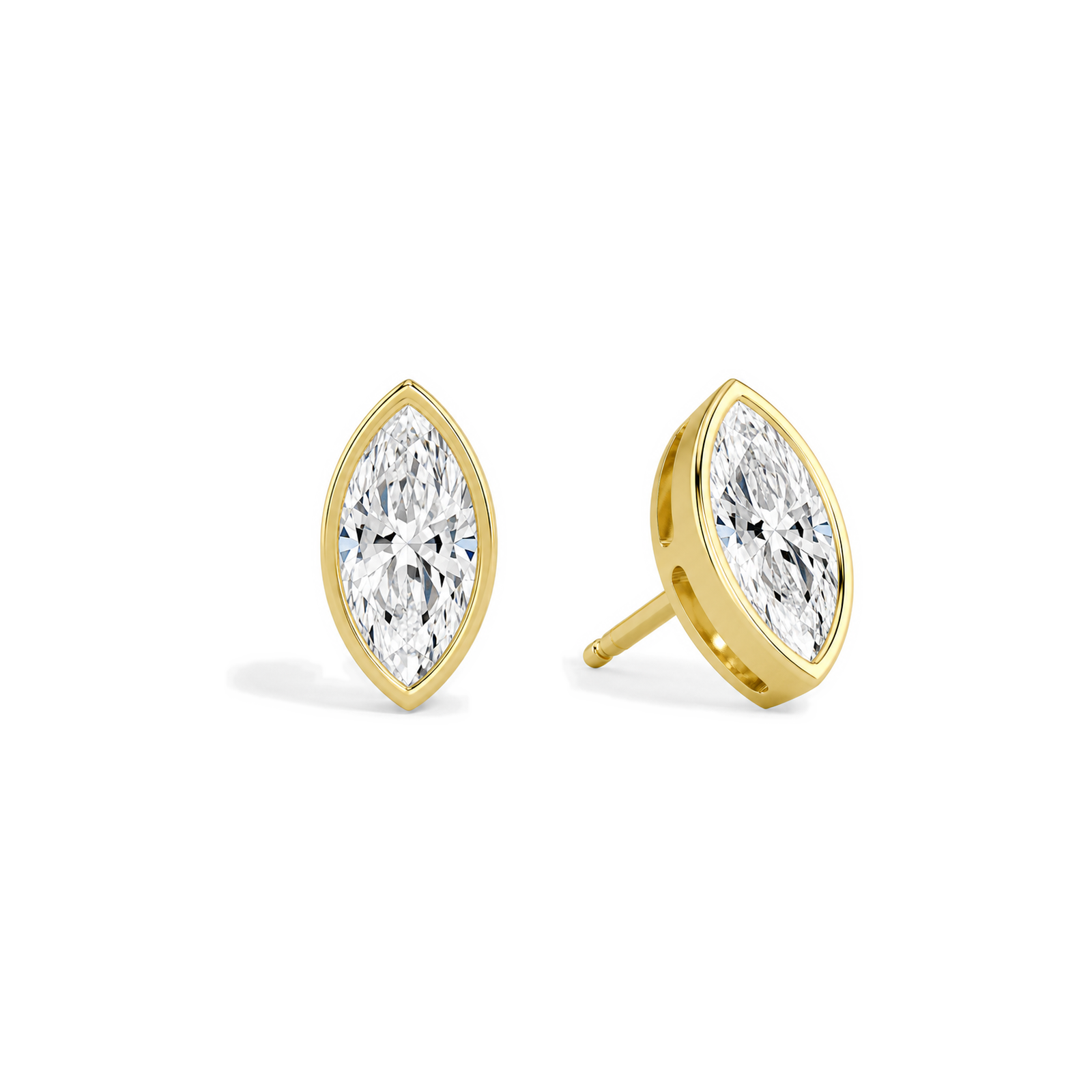 Jolie Bezel Solitaire Lab Grown Diamond Stud Earrings in 14K Yellow Gold