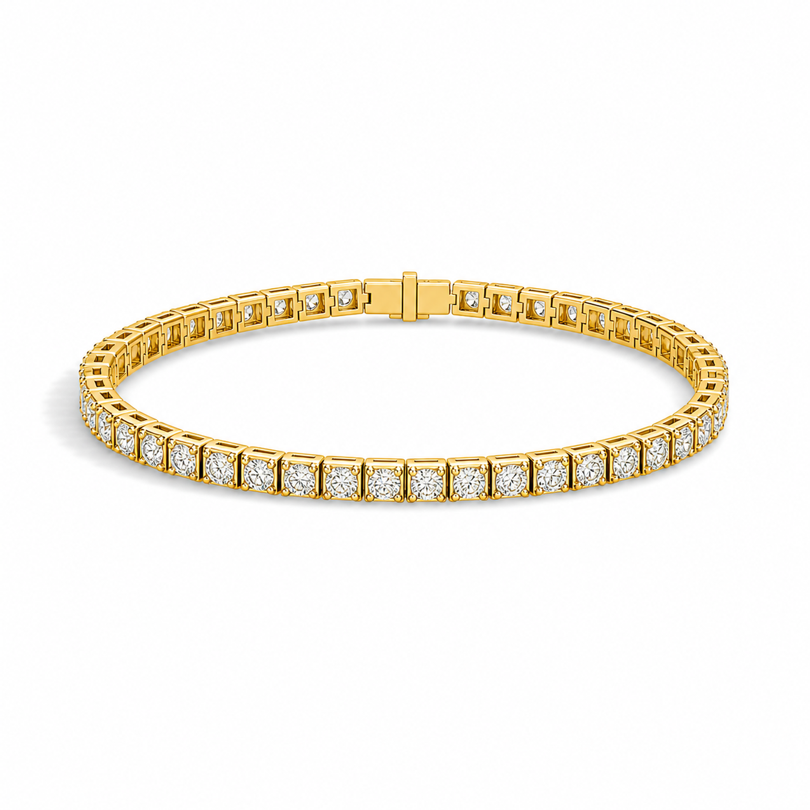 Paloma Brilliant Box Link Lab Grown Diamond Tennis Bracelet in 18K Yellow Gold
