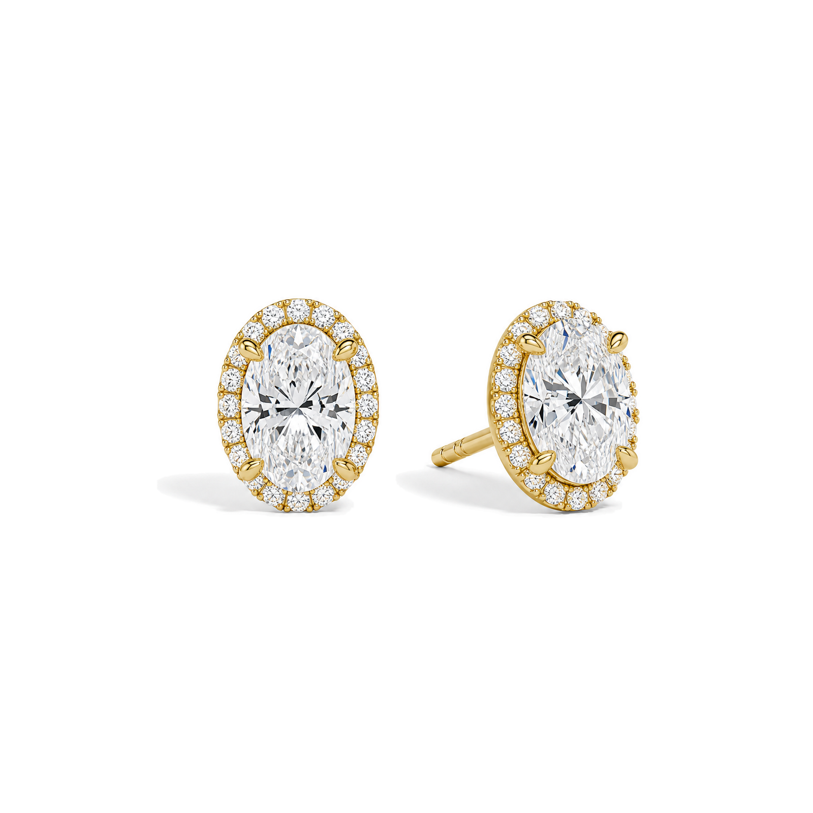 Seren Halo Lab Grown Diamond Stud Earrings in 14K Yellow Gold
