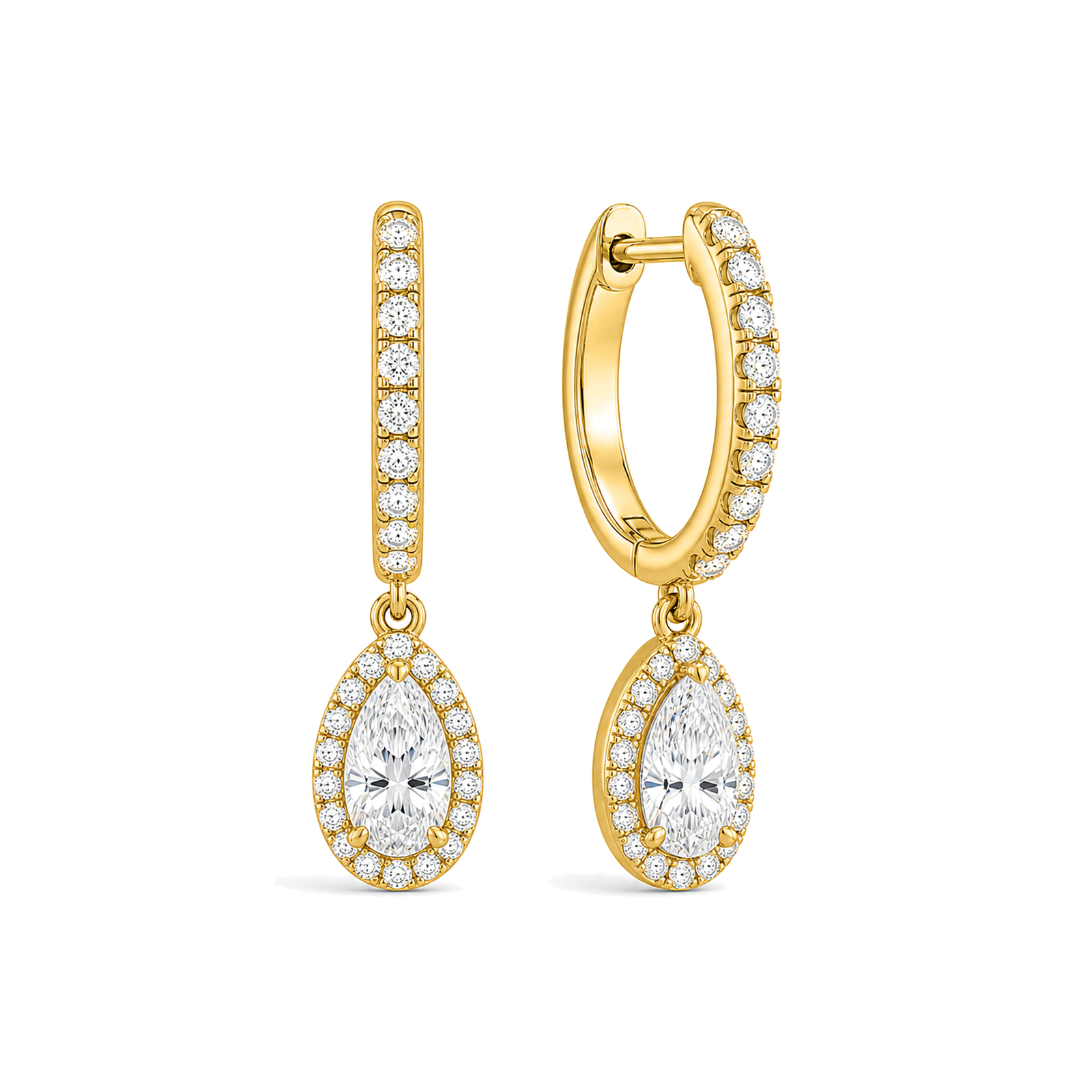 Bellamy Luxe Drop Huggie Hoop Lab Grown Diamond Hoop Earrings in 14K Yellow Gold