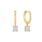 Cerelia Solitaire Drop Huggie Hoop Lab Grown Diamond Hoop Earrings in 18K Yellow Gold