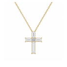 Sora Baguette Cross Lab Grown Diamond Pendant Necklace in 18K Yellow Gold