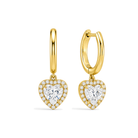 Allegra Halo Drop Huggie Hoop Lab Grown Diamond Hoop Earrings in 18K Yellow Gold
