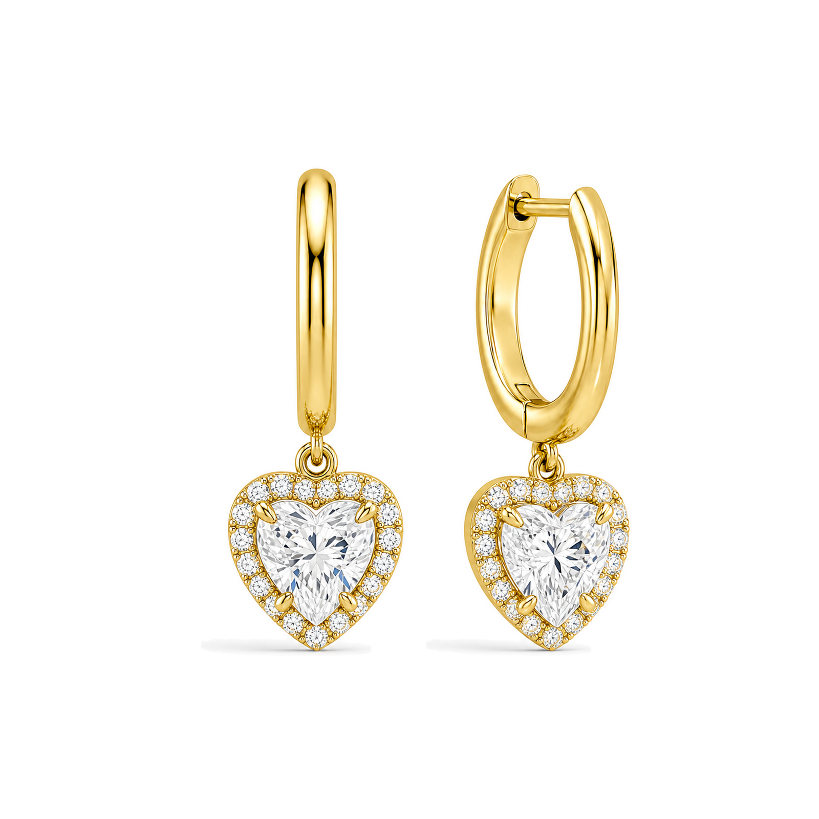 Allegra Halo Drop Huggie Hoop Lab Grown Diamond Hoop Earrings in 18K Yellow Gold